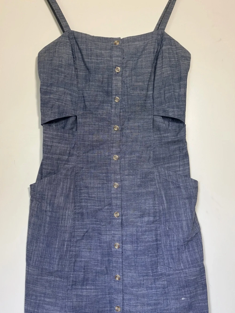 Free People Steal My Sunshine Mini Dress SP Blue Chambray Boho Coastal